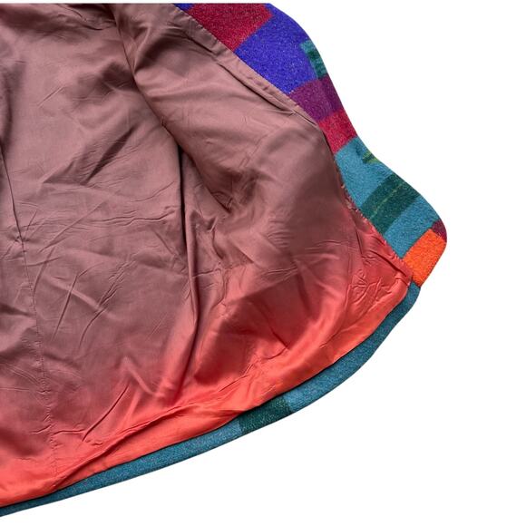 East West Wool Blend Vibrant Aztec Blazer Jacket Sz S - Picture 8 of 10